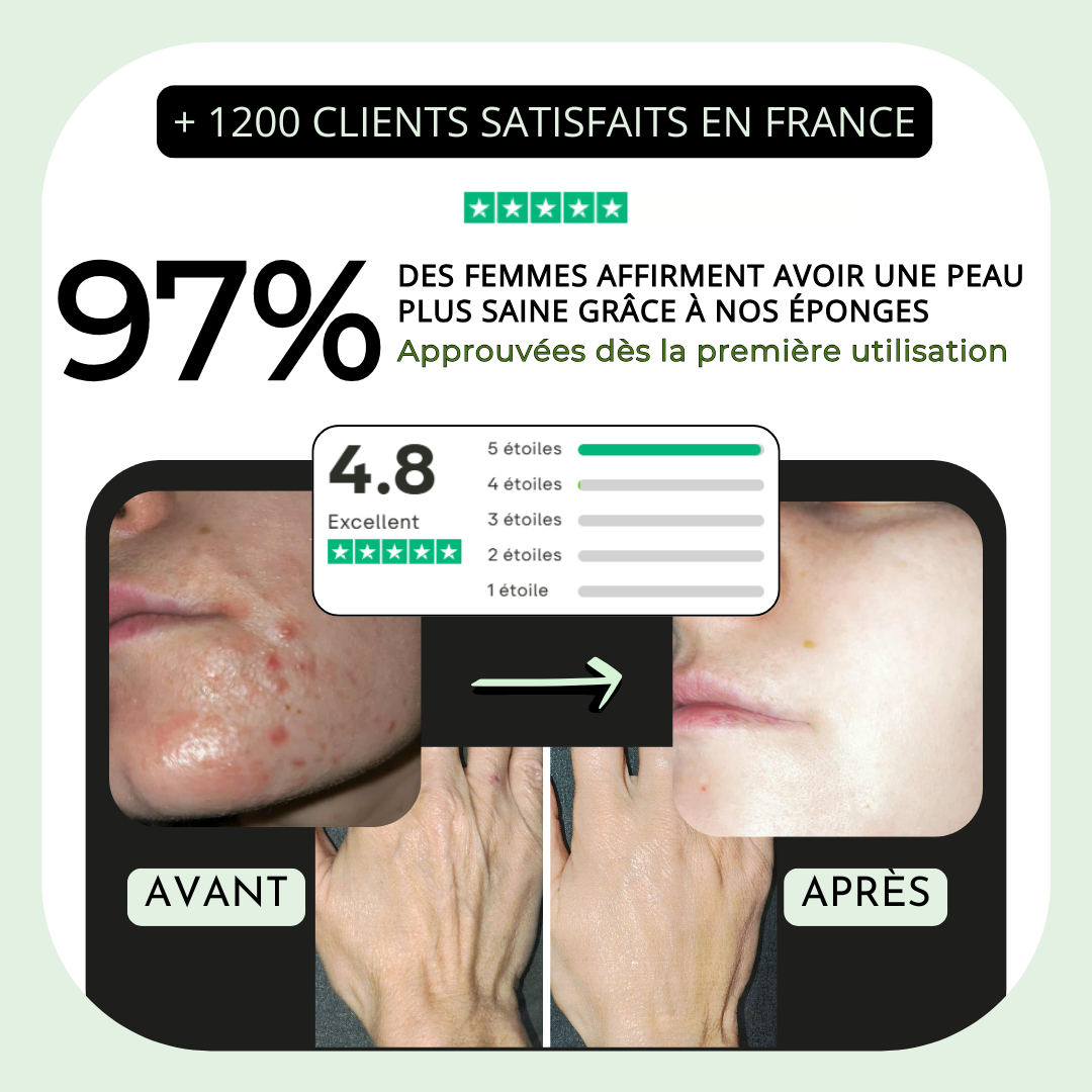 Pack 3 éponges Konjac, Charbon, Thé vert